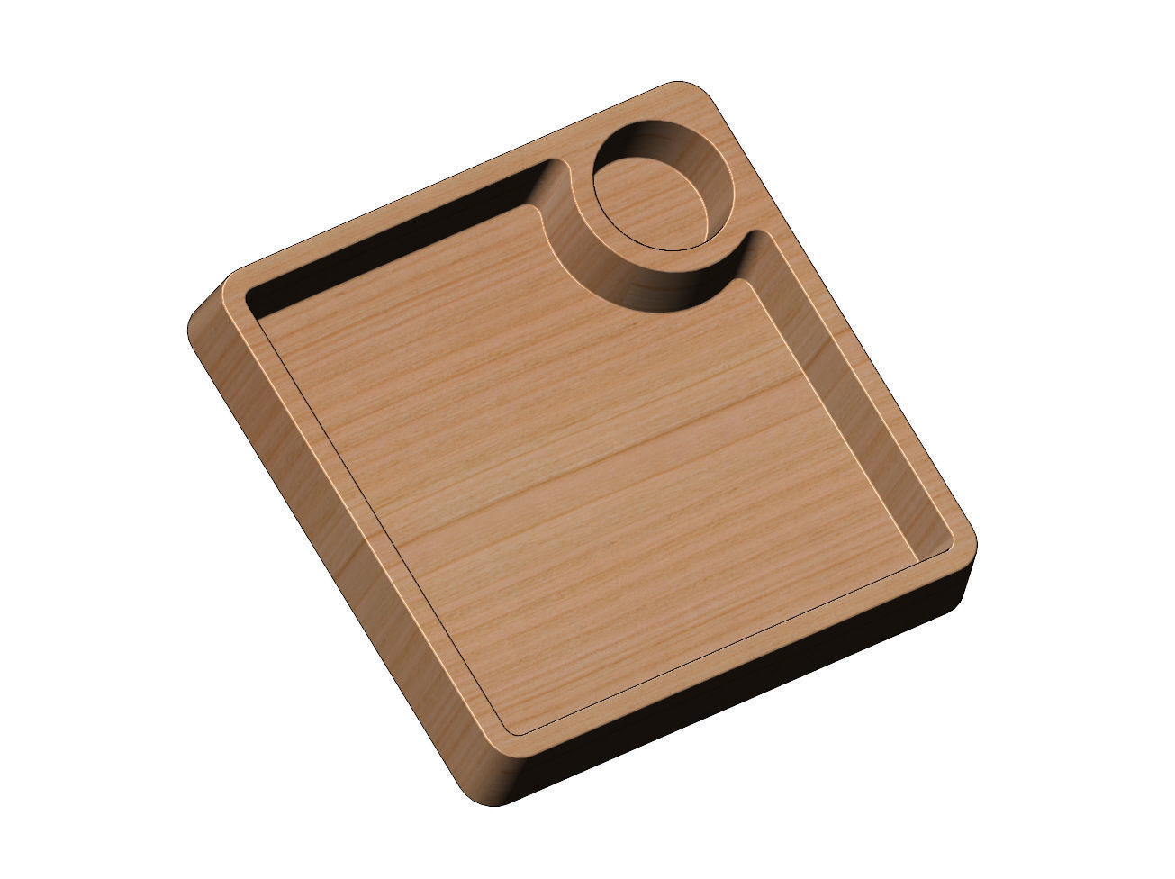 Square serving tray dish with sauce pocket relief 3D print model_8