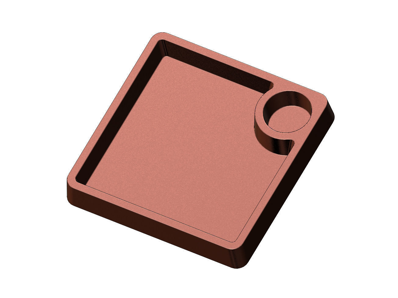 Square serving tray dish with sauce pocket relief 3D print model_11