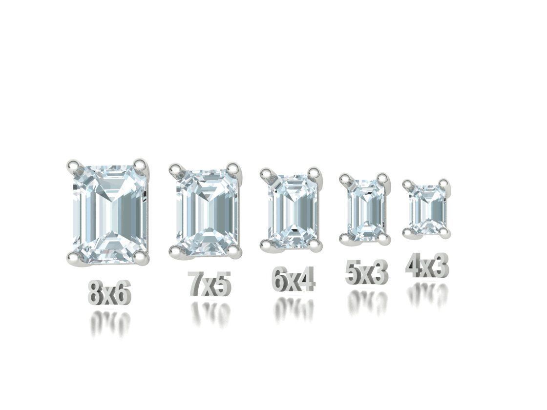 Jewelry Basket Emerald Cut Stones 8x6 7x5 6x4 5x3 4x3 3D print model_4