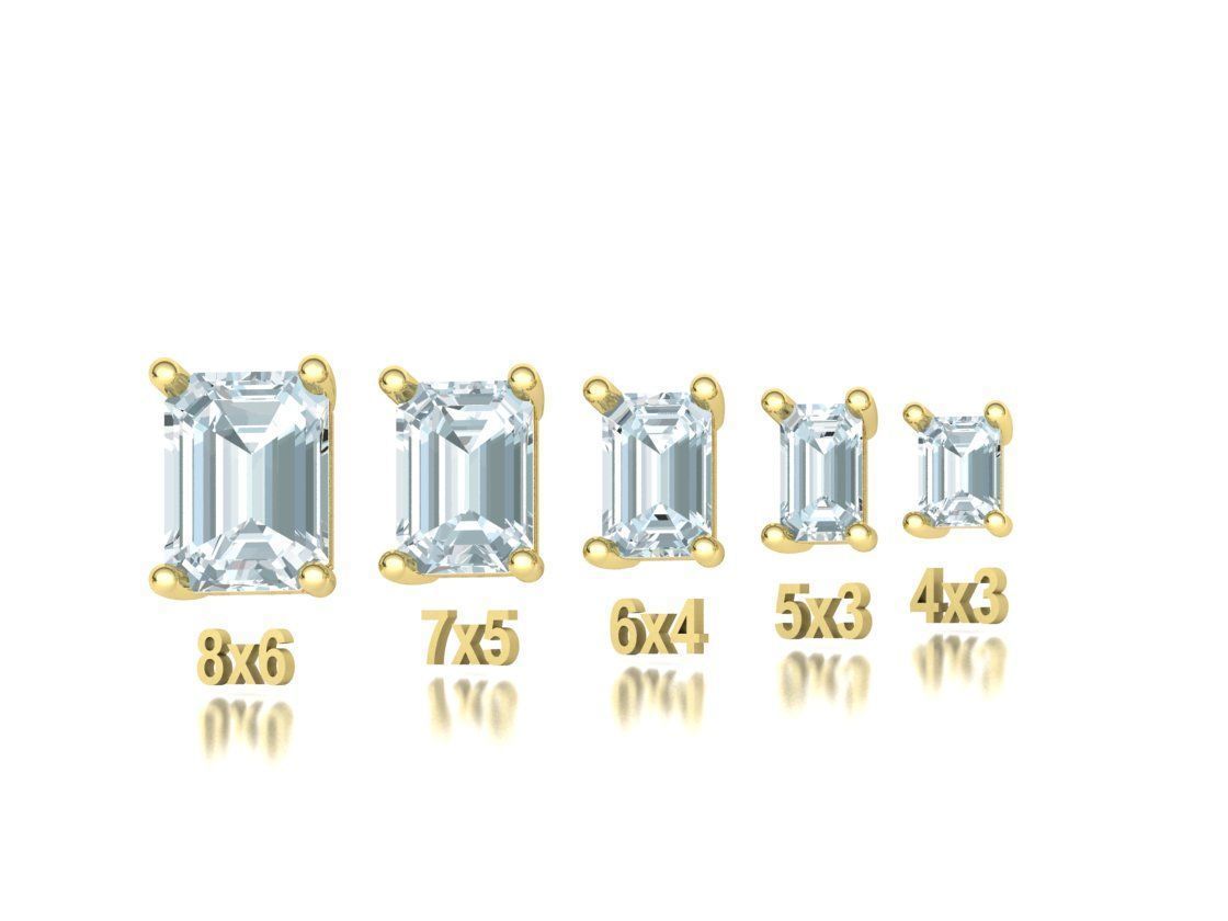 Jewelry Basket Emerald Cut Stones 8x6 7x5 6x4 5x3 4x3 3D print model_3