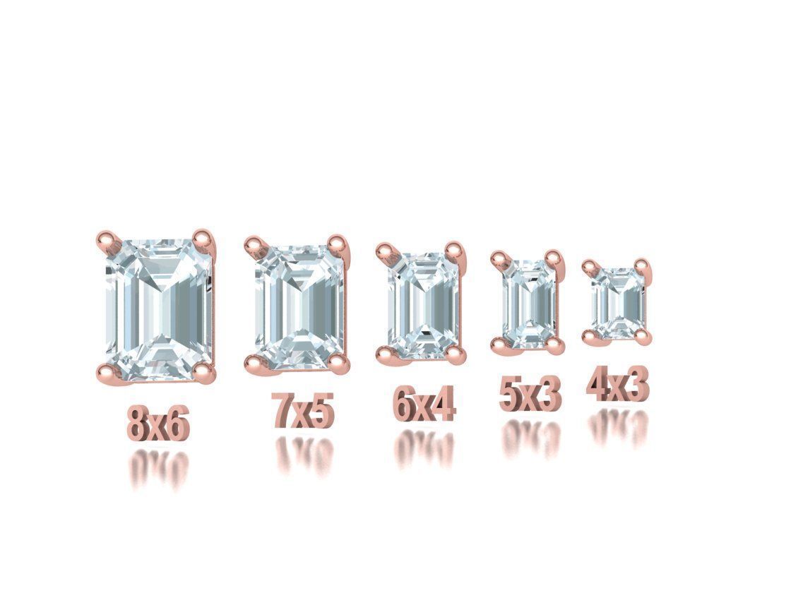 Jewelry Basket Emerald Cut Stones 8x6 7x5 6x4 5x3 4x3 3D print model_2