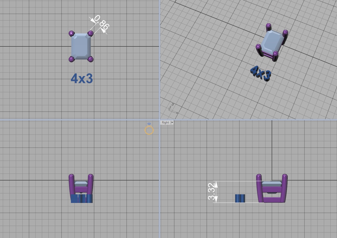 Jewelry Basket Emerald Cut Stones 8x6 7x5 6x4 5x3 4x3 3D print model_14