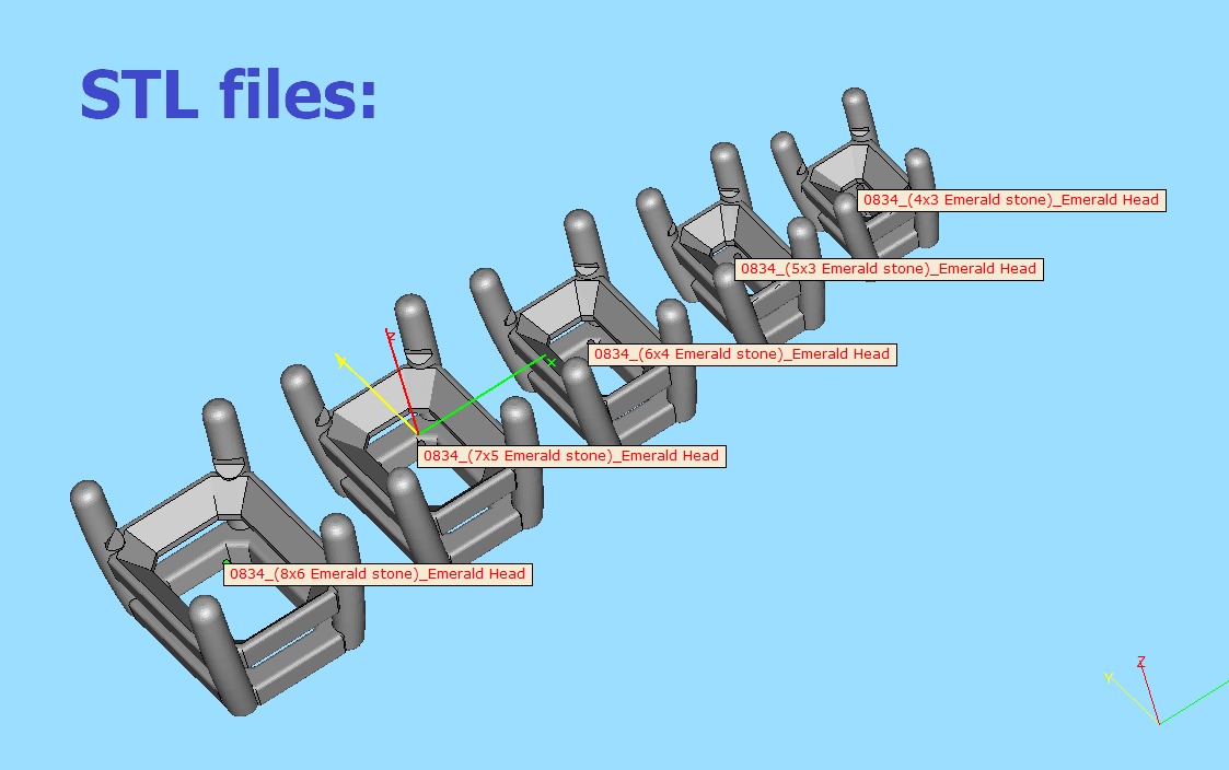 Jewelry Basket Emerald Cut Stones 8x6 7x5 6x4 5x3 4x3 3D print model_7