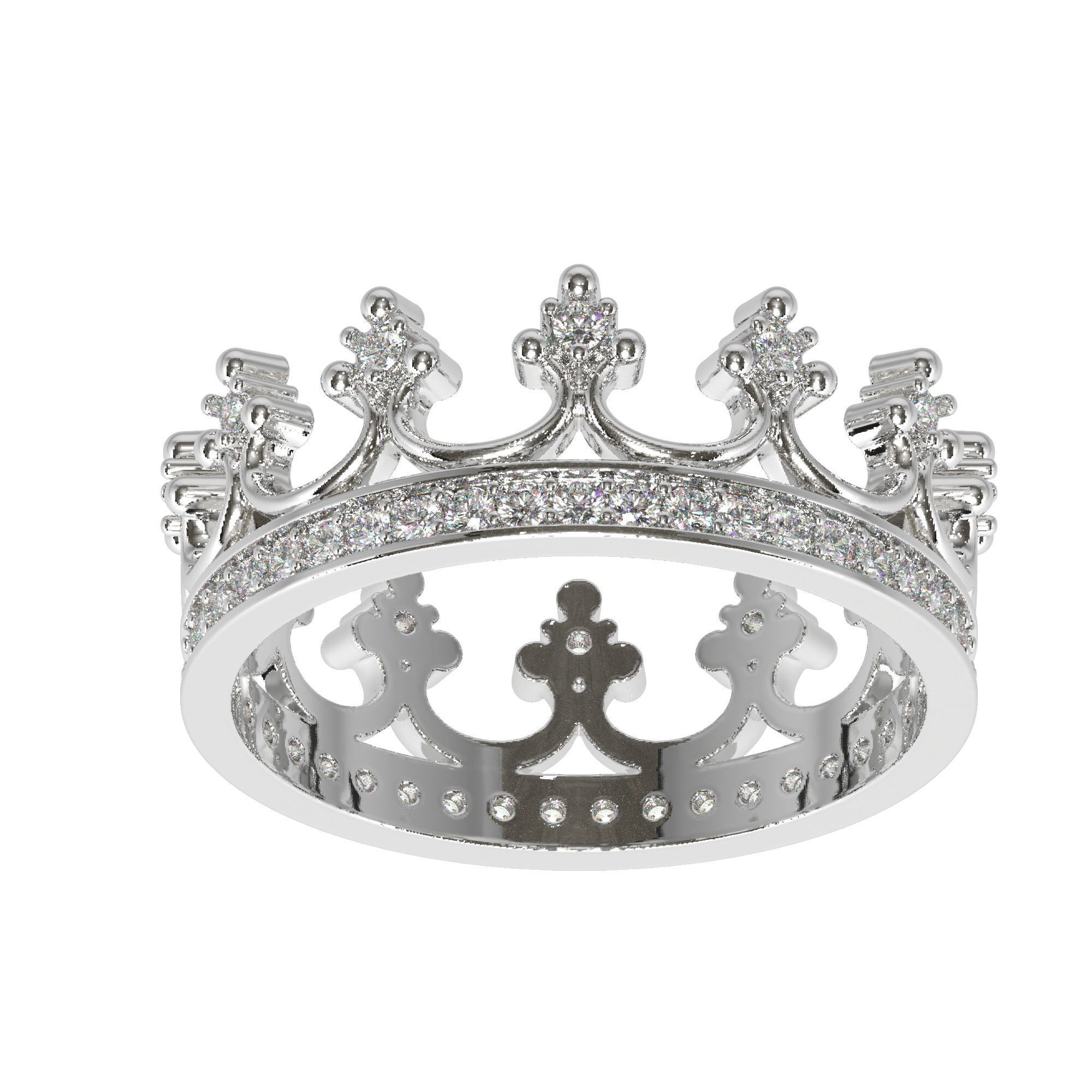 Crown ring with  diamonds 3D print model_8
