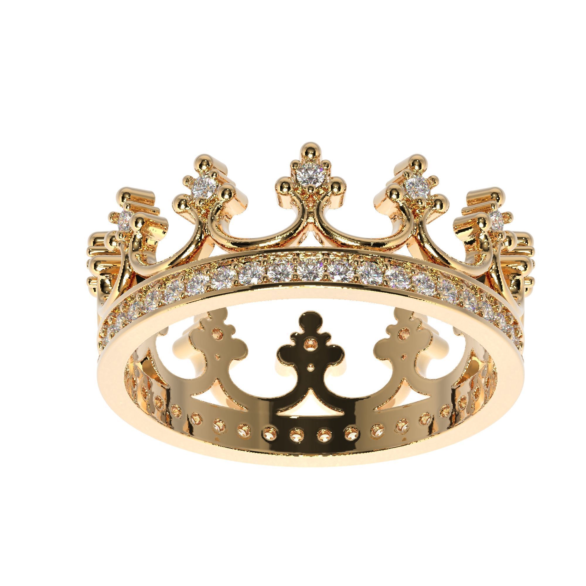 Crown ring with  diamonds 3D print model_6