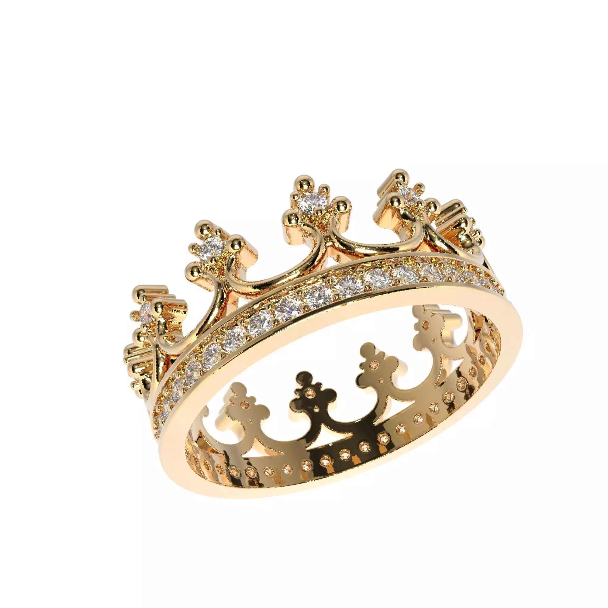 Crown ring with  diamonds 3D print model_0