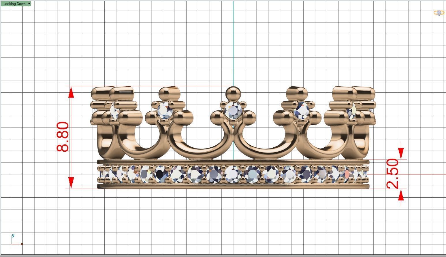 Crown ring with  diamonds 3D print model_12