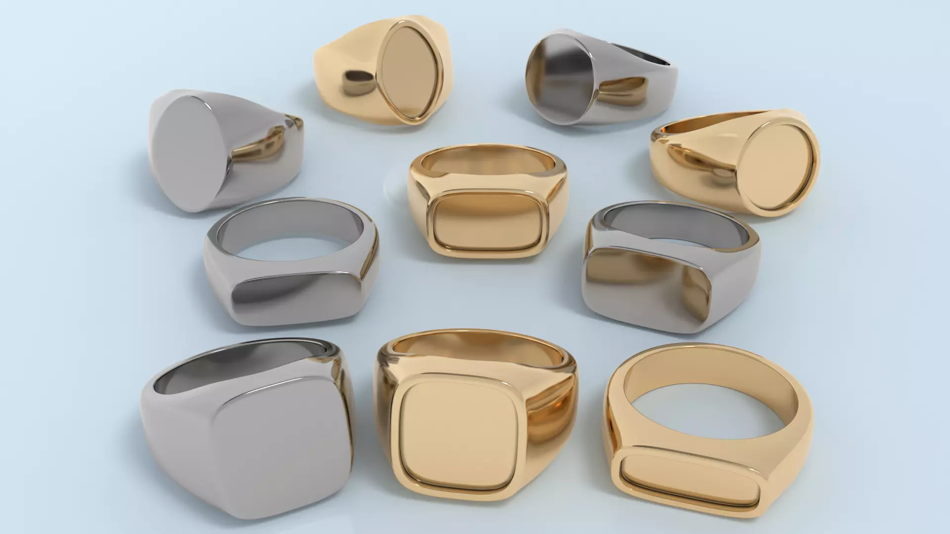 Complete Signet Ring Collection-190 total rings-STL print ready 3D print model_0