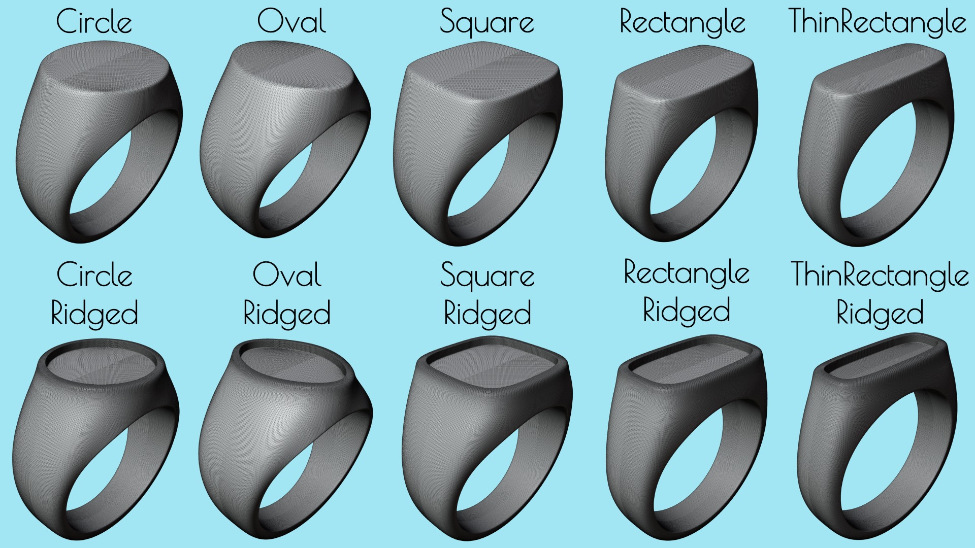 Complete Signet Ring Collection-190 total rings-STL print ready 3D print model_3