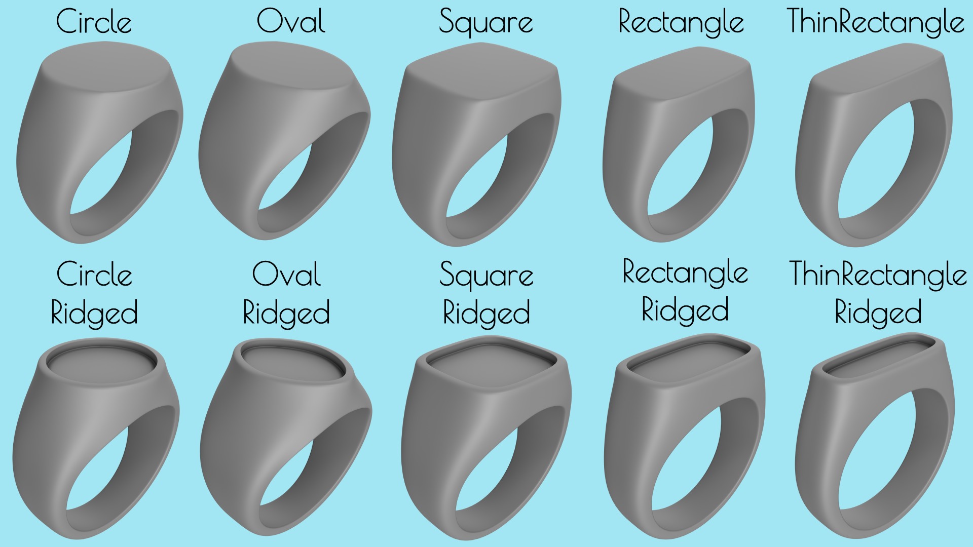 Complete Signet Ring Collection-190 total rings-STL print ready 3D print model_2