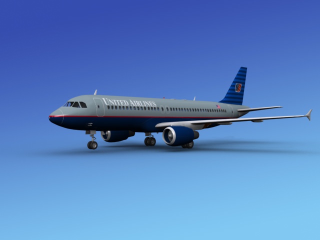 Airbus  A320 United Airlines 1 3D model_10