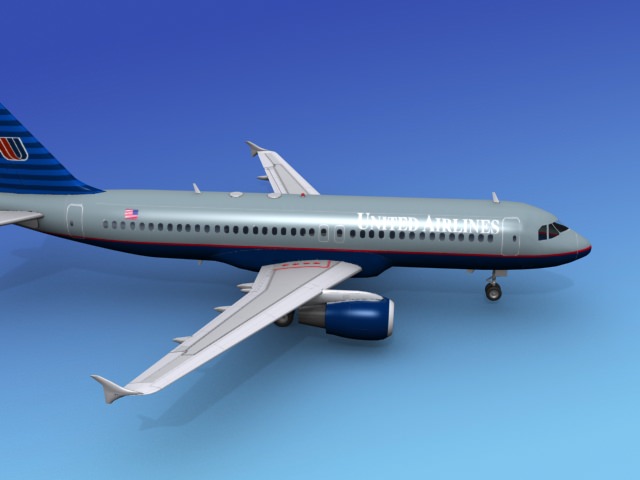 Airbus  A320 United Airlines 1 3D model_7