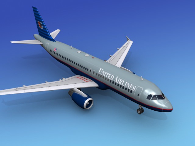 Airbus  A320 United Airlines 1 3D model_8