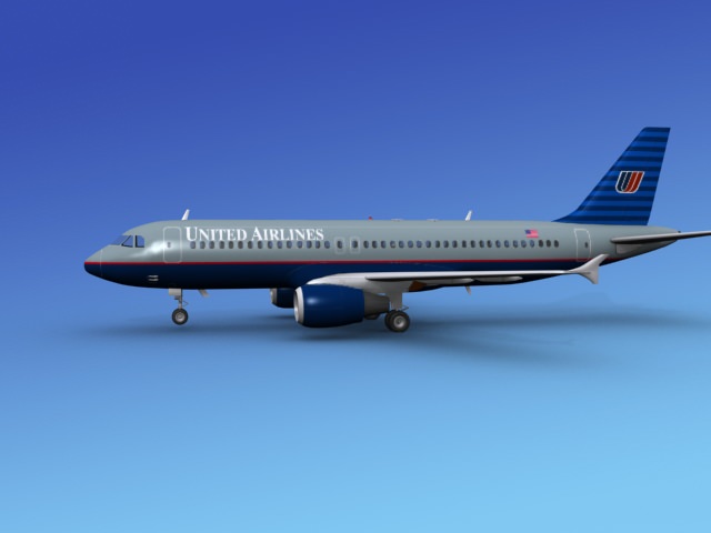 Airbus  A320 United Airlines 1 3D model_1