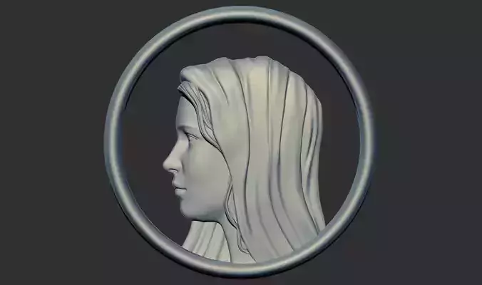 Young Virgin Mary face Framed 3d printable model cnc 3D print model