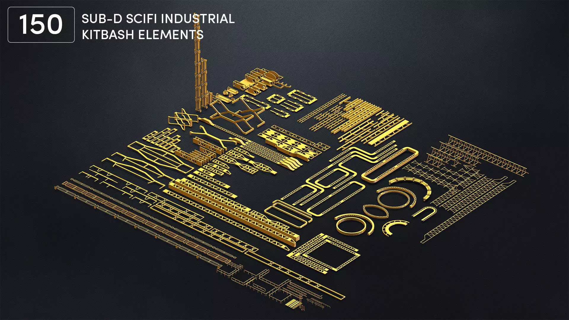 150 SUBD Scifi Architectural Kitbash elements Vol 3 3D model_0