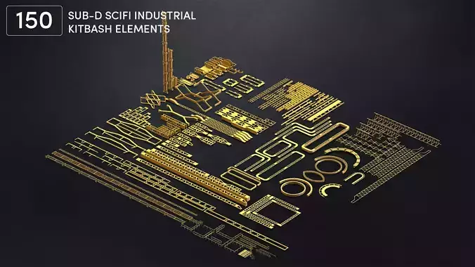 150 SUBD Scifi Architectural Kitbash elements Vol 3 3D model 150 SUBD Scifi Architectural Kitbash elements Vol 3 3D model