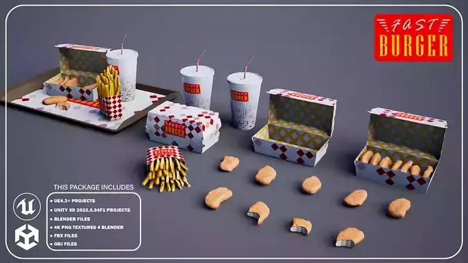 Chicken Nuggets Package Low-poly 3D model