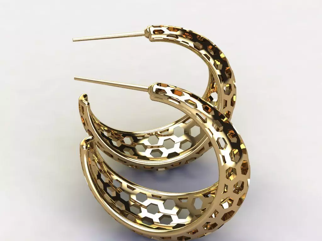 Crescent bee earrings 3D print model