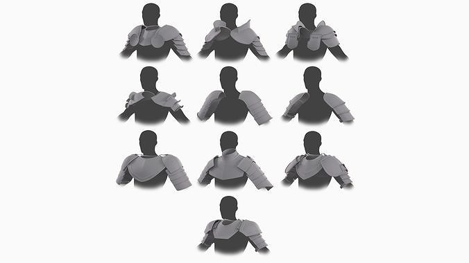 Crusader Shoulder Pads Pack Low-poly 3D model