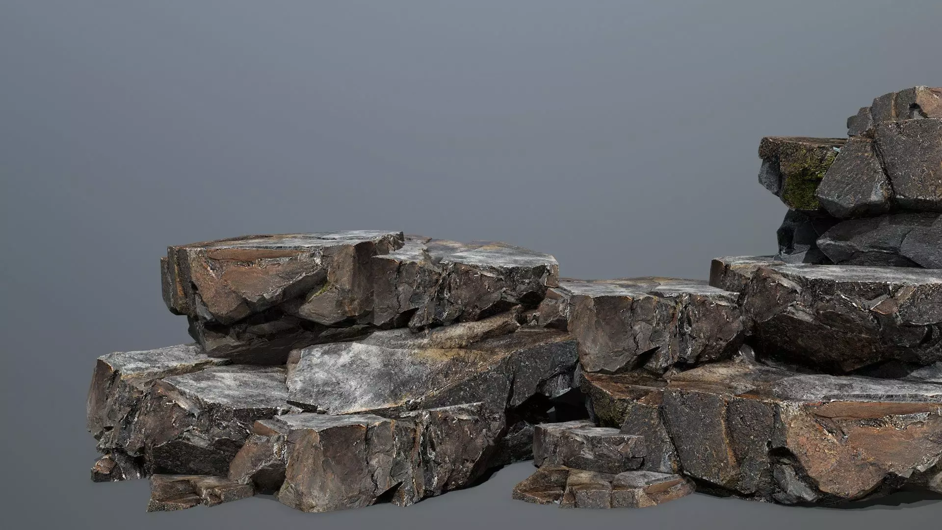 volcanic rocks Low-poly 3D model_0