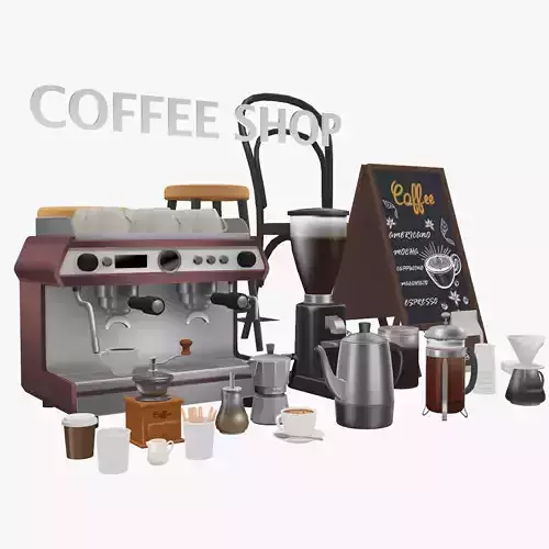 3D Coffee Equipment Anime Style Collection