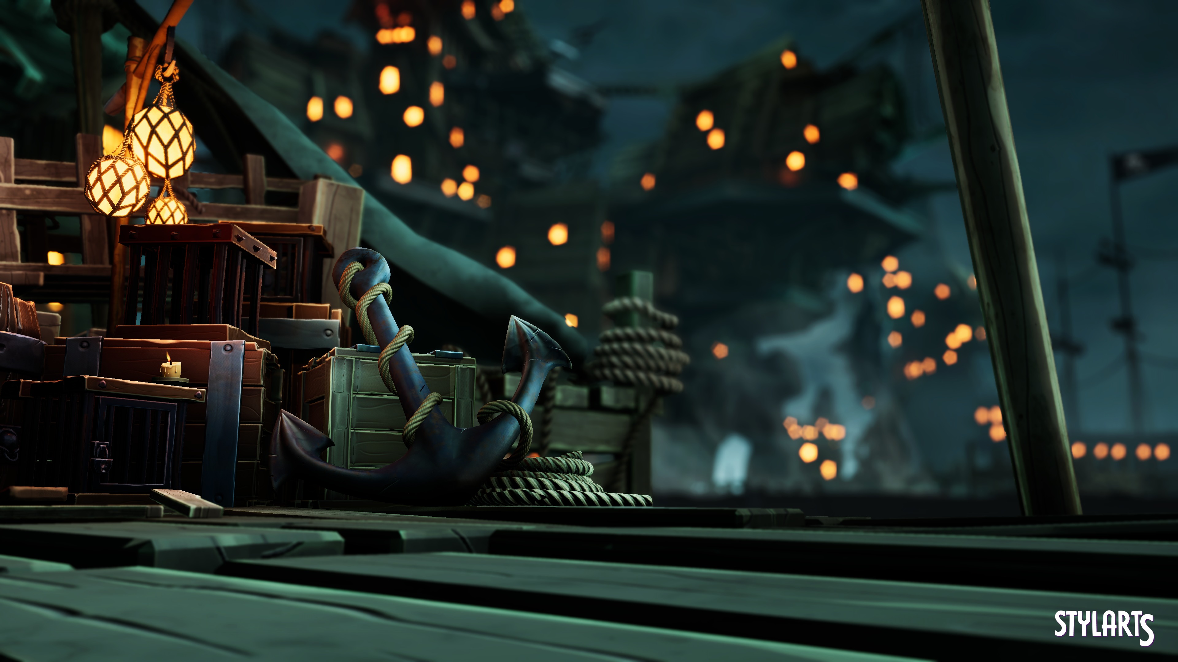 Stylized Pirate Port City Low-poly 3D model_4