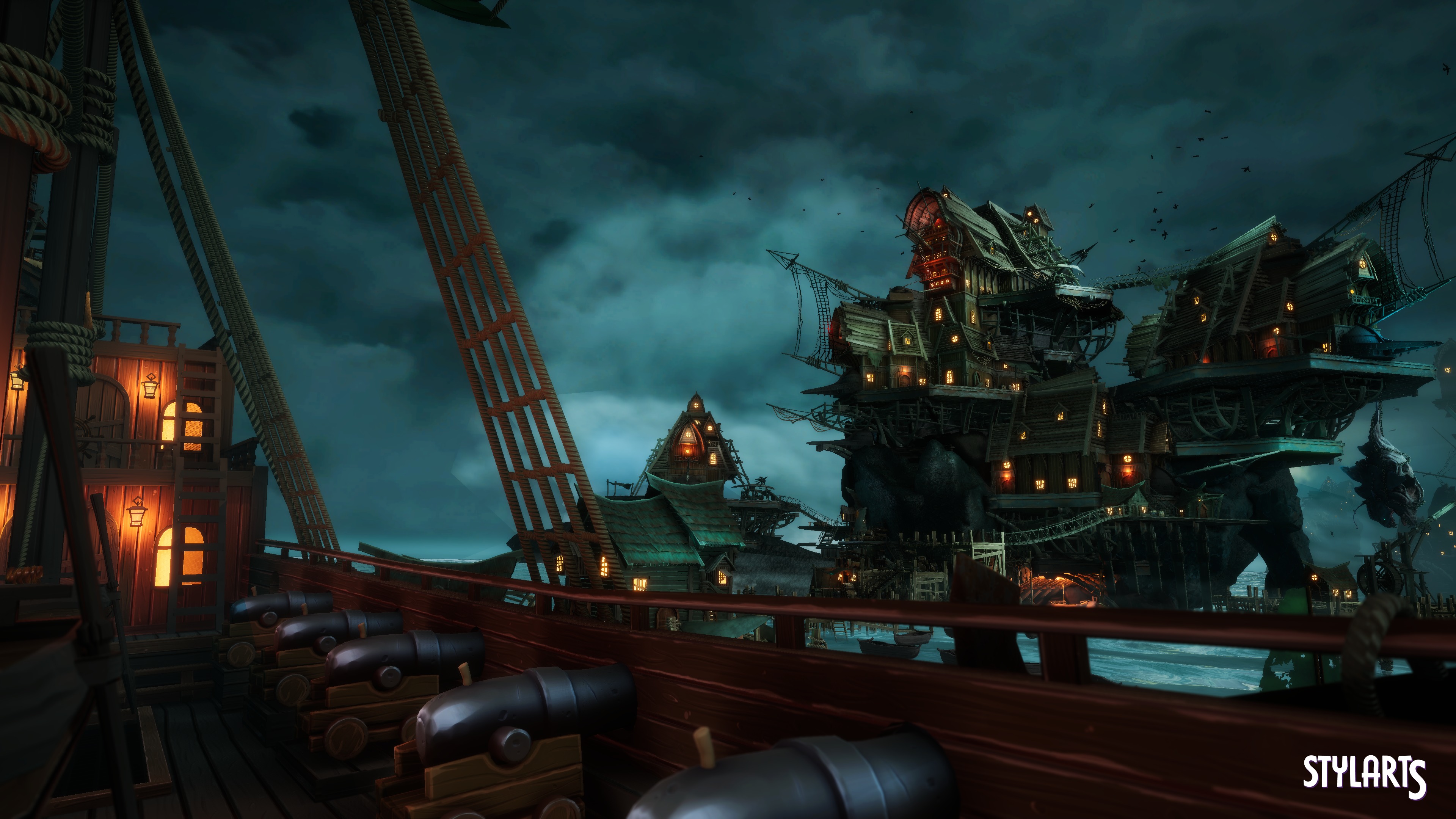 Stylized Pirate Port City Low-poly 3D model_11