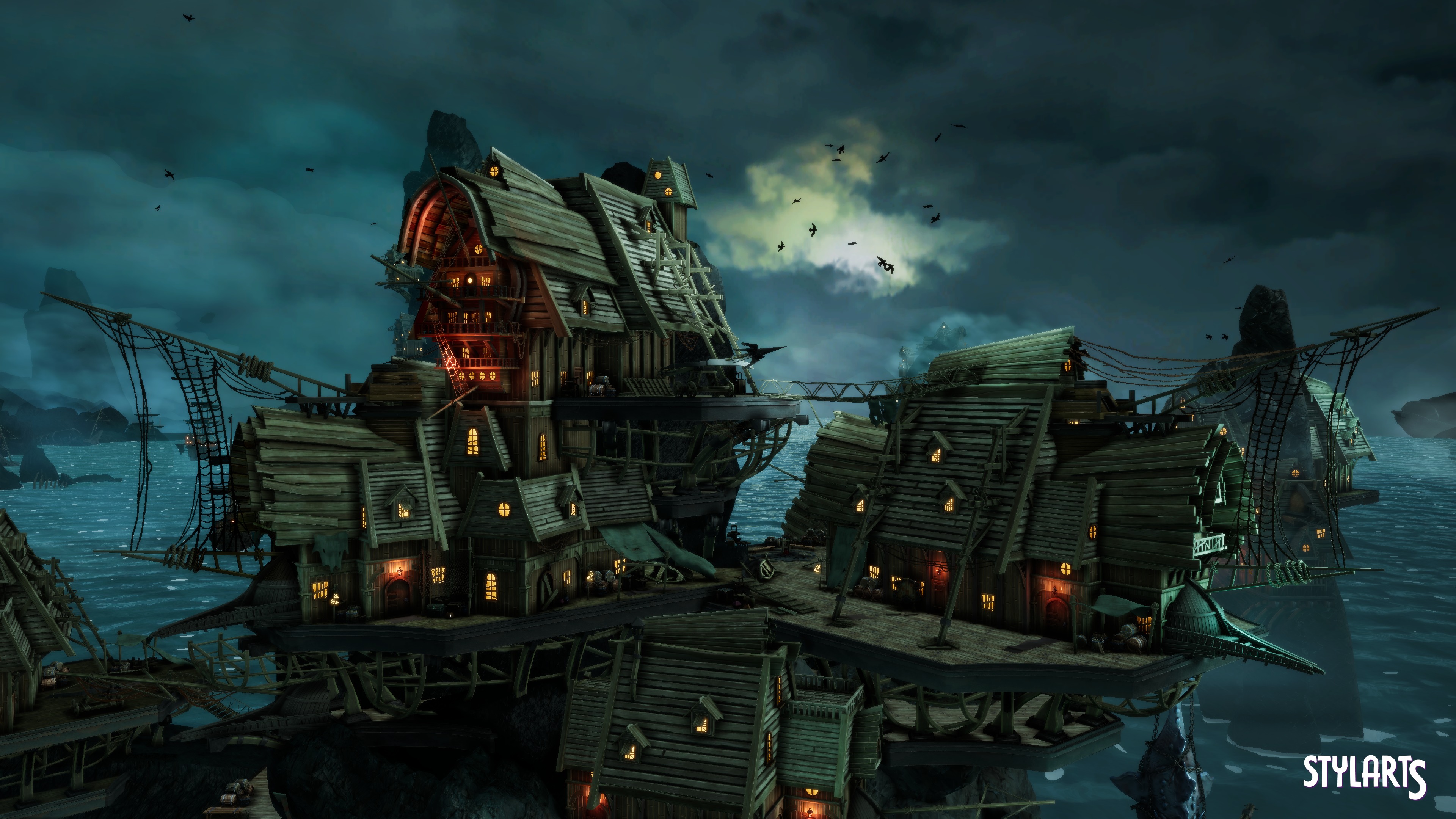 Stylized Pirate Port City Low-poly 3D model_8