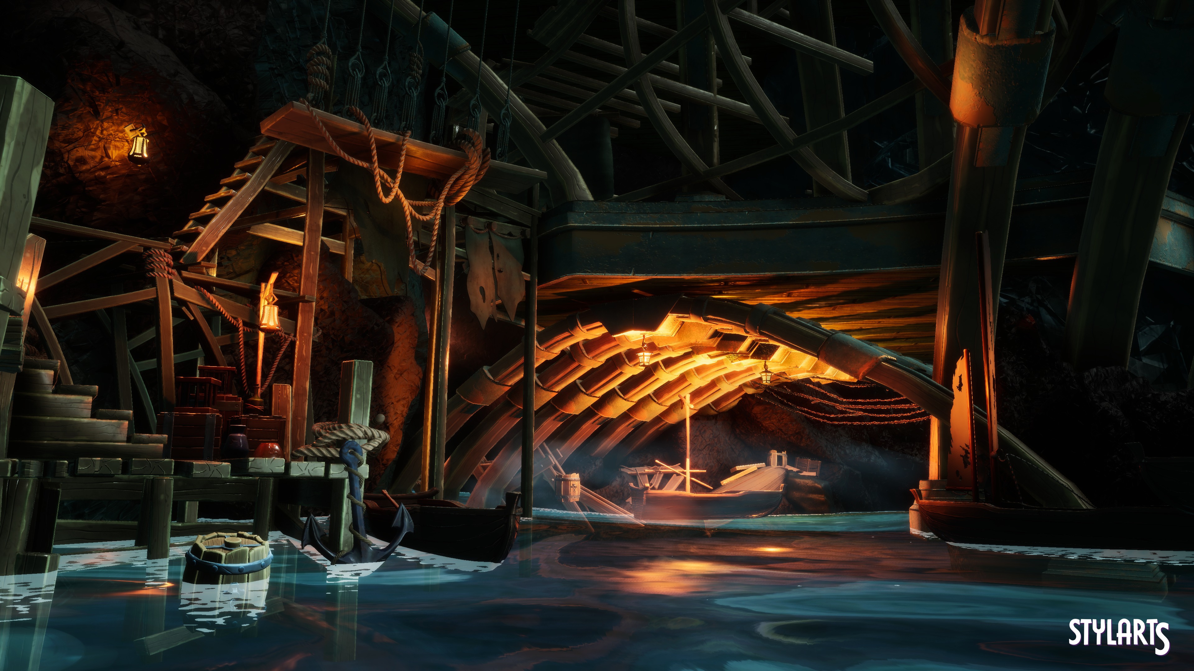 Stylized Pirate Port City Low-poly 3D model_7