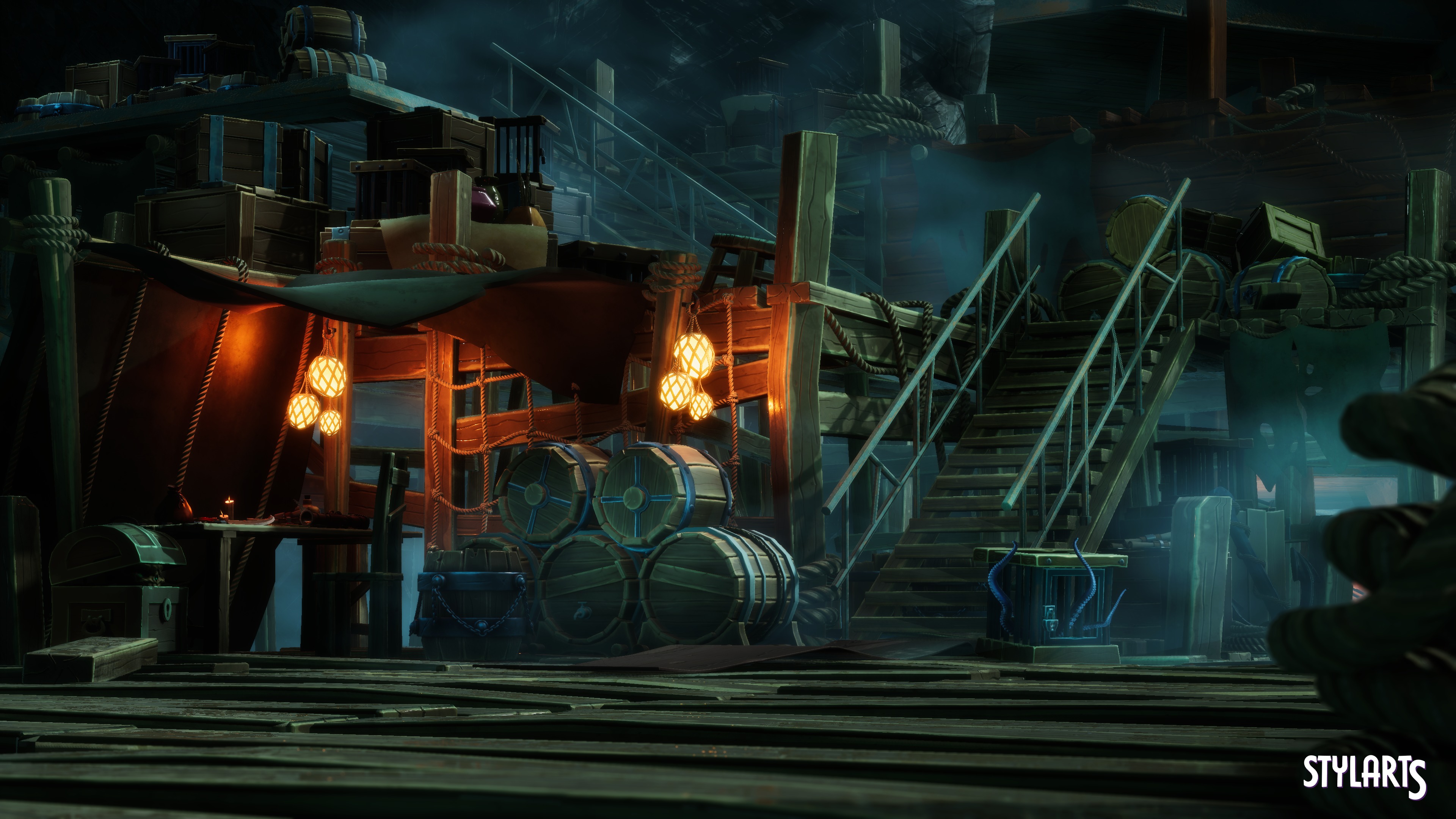 Stylized Pirate Port City Low-poly 3D model_6