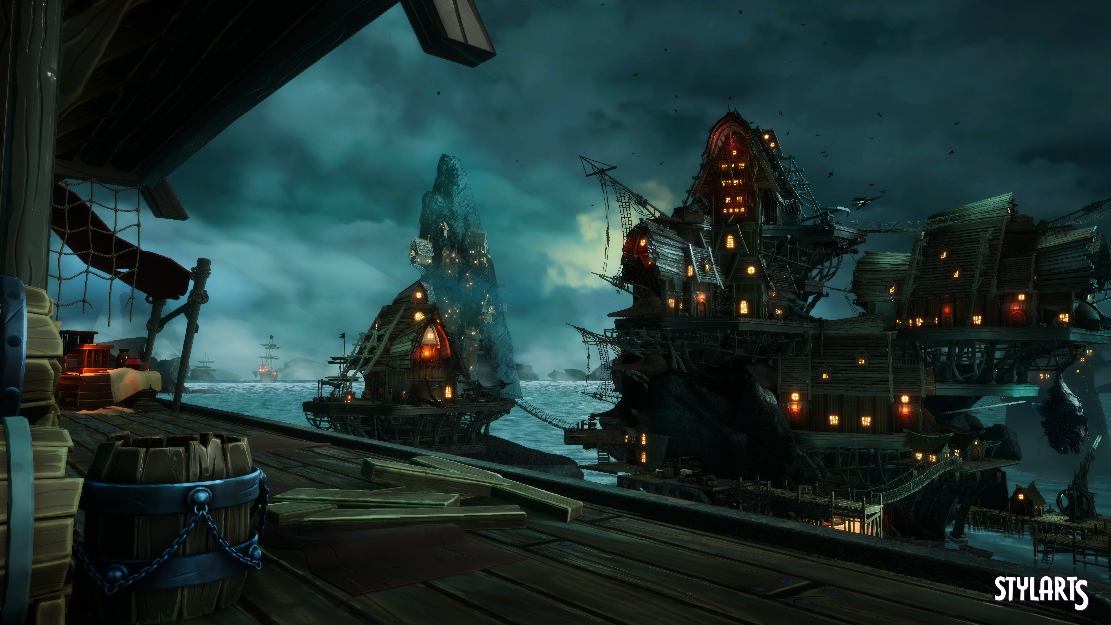 Stylized Pirate Port City Low-poly 3D model_10