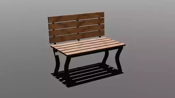 Simple park bench Low-poly 3D model