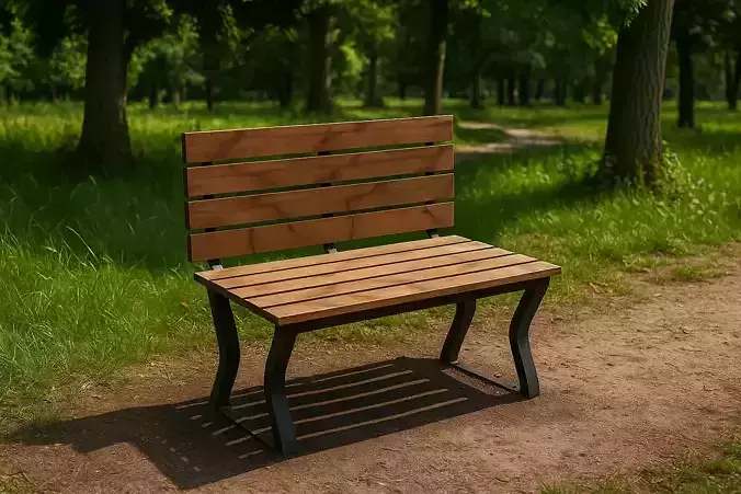 Wooden Park Bench 3D Model Game Ready