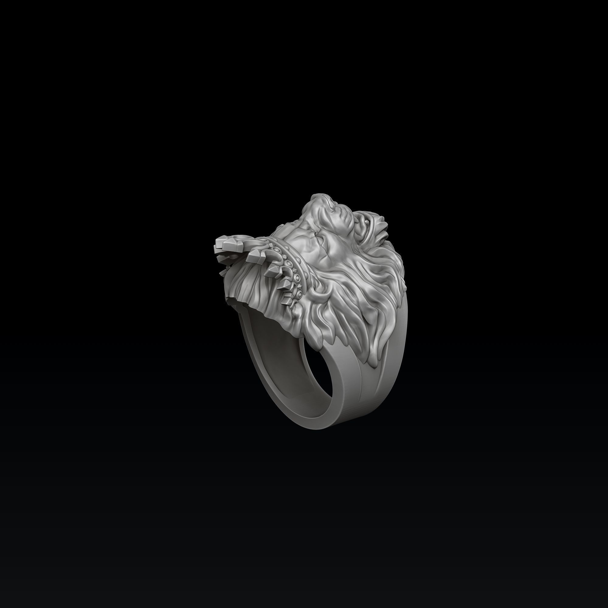 Lion With Crown Ring 3D print model_4
