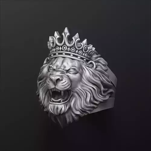 Lion With Crown Ring