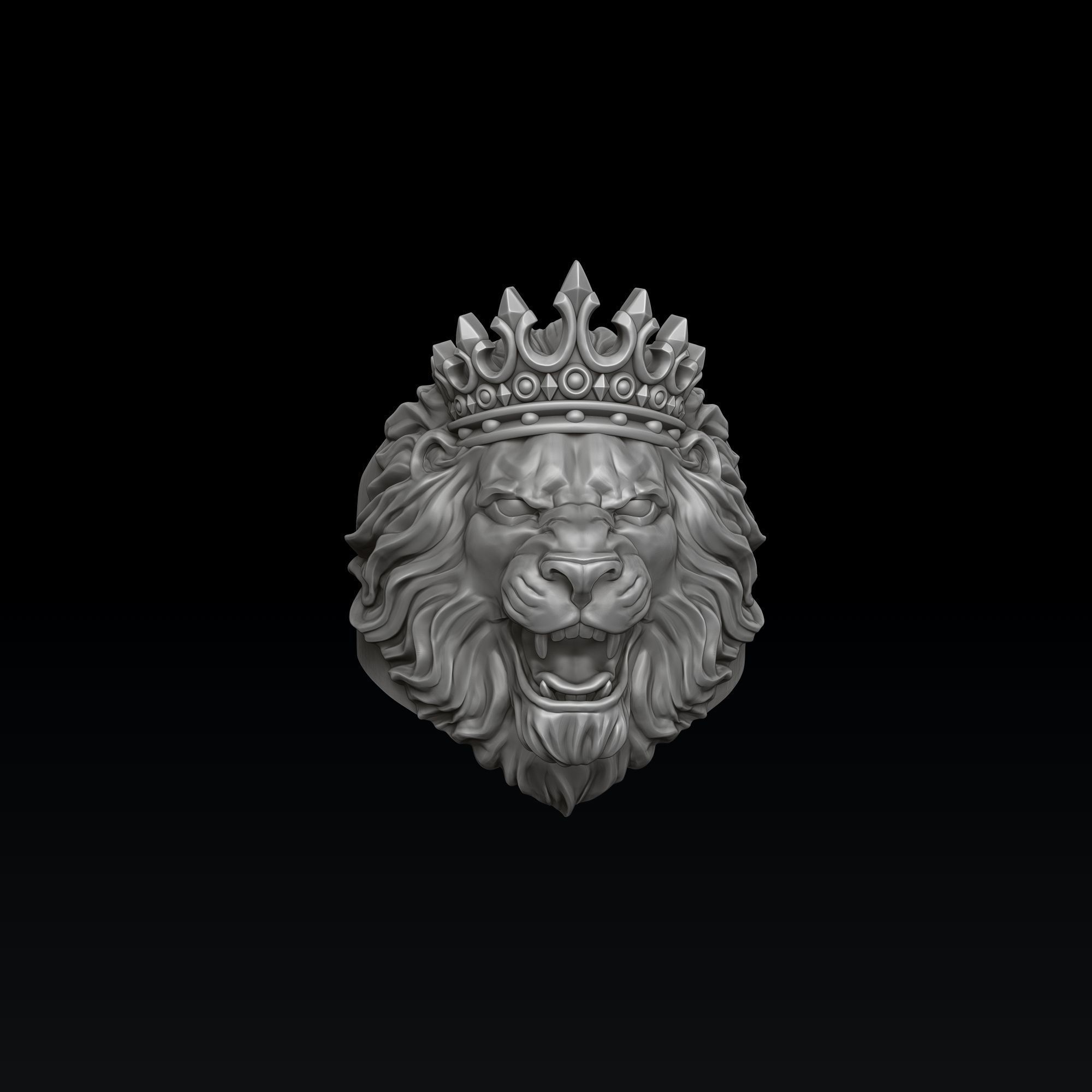 Lion With Crown Ring 3D print model_5