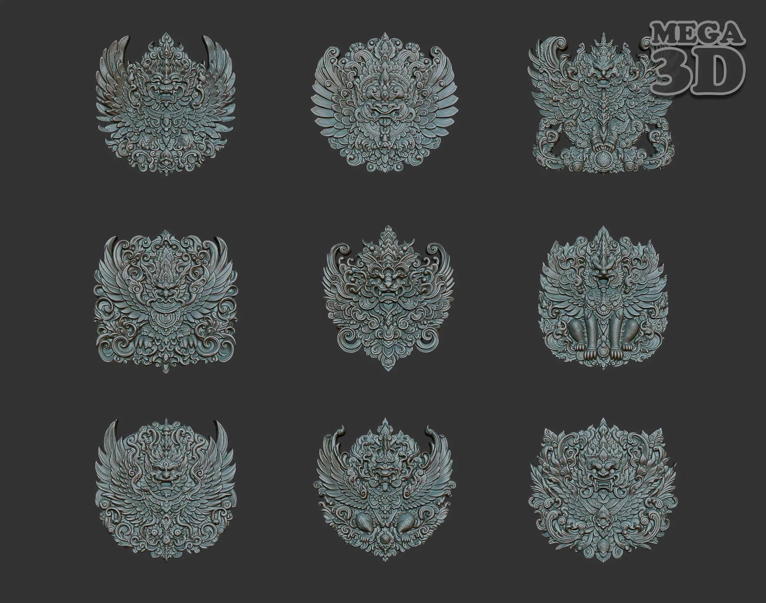 Garuda basrelief Pack 240812 3D Model Collection_0
