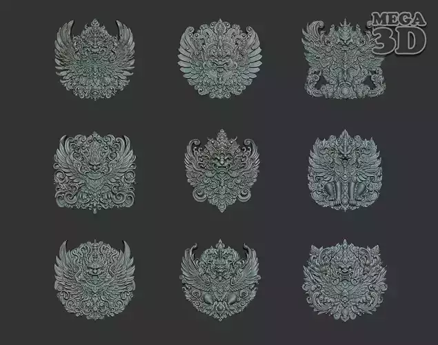Garuda basrelief Pack 240812 3D Model Collection
