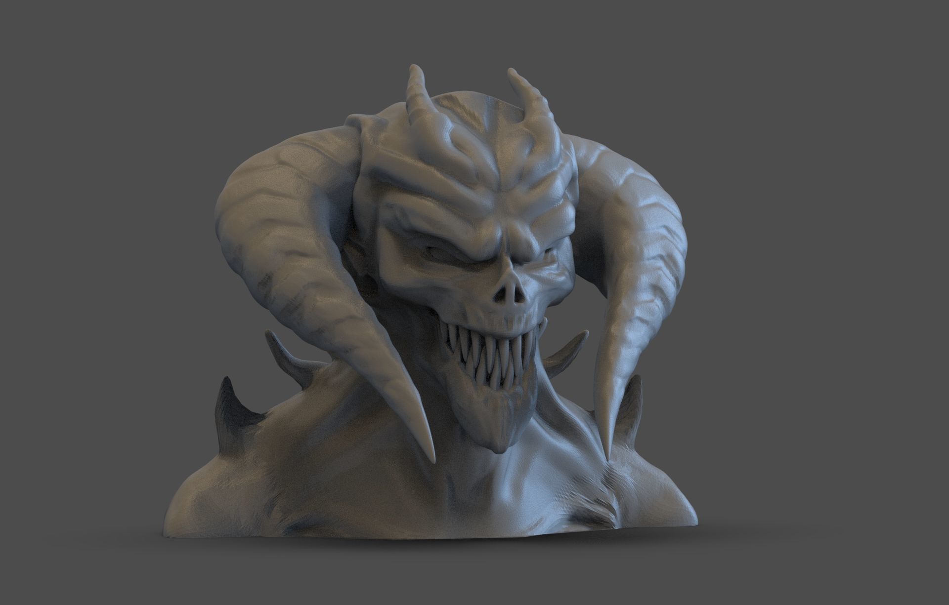 Demon Bust  3D print model_3