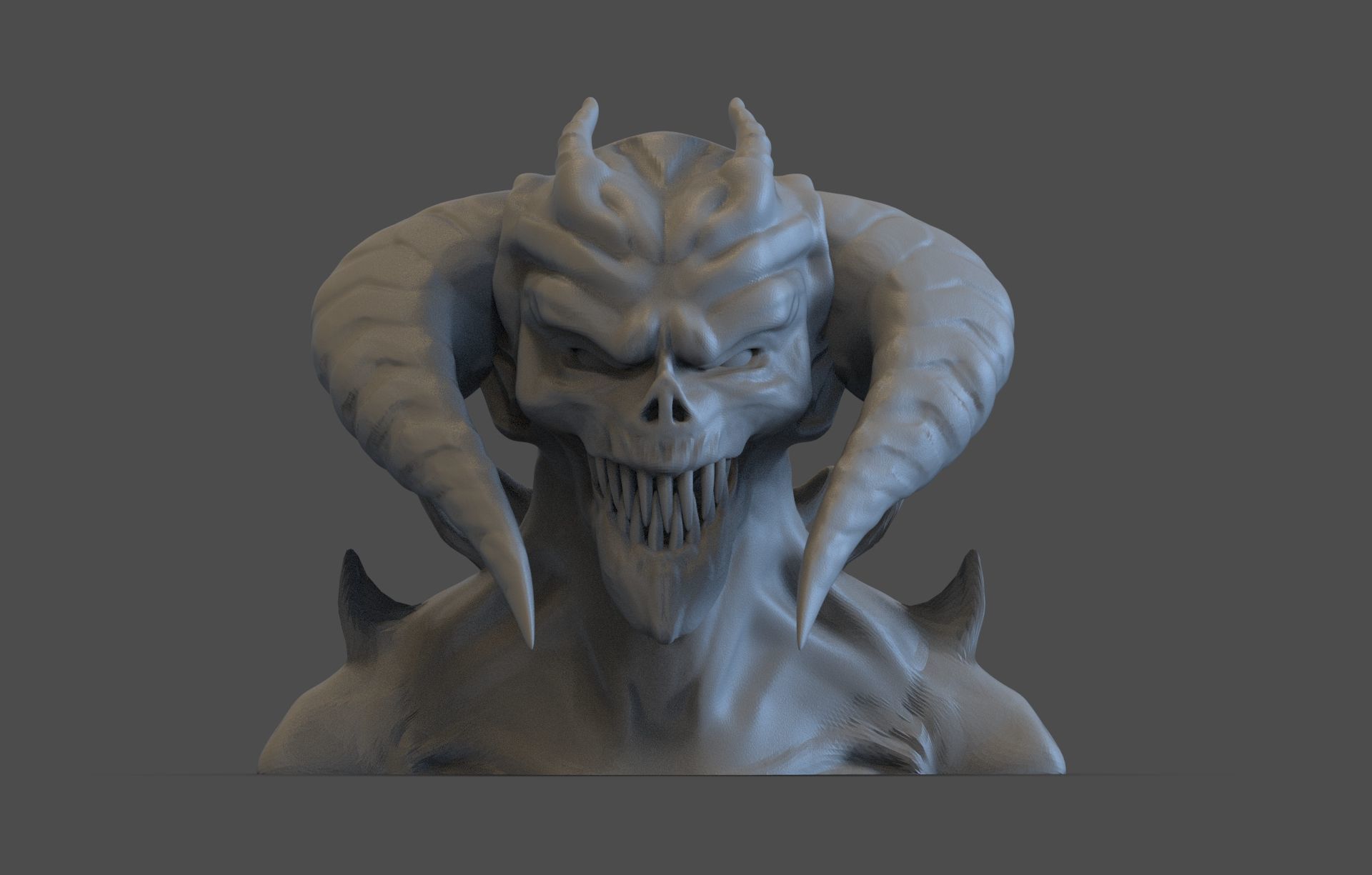 Demon Bust  3D print model_1