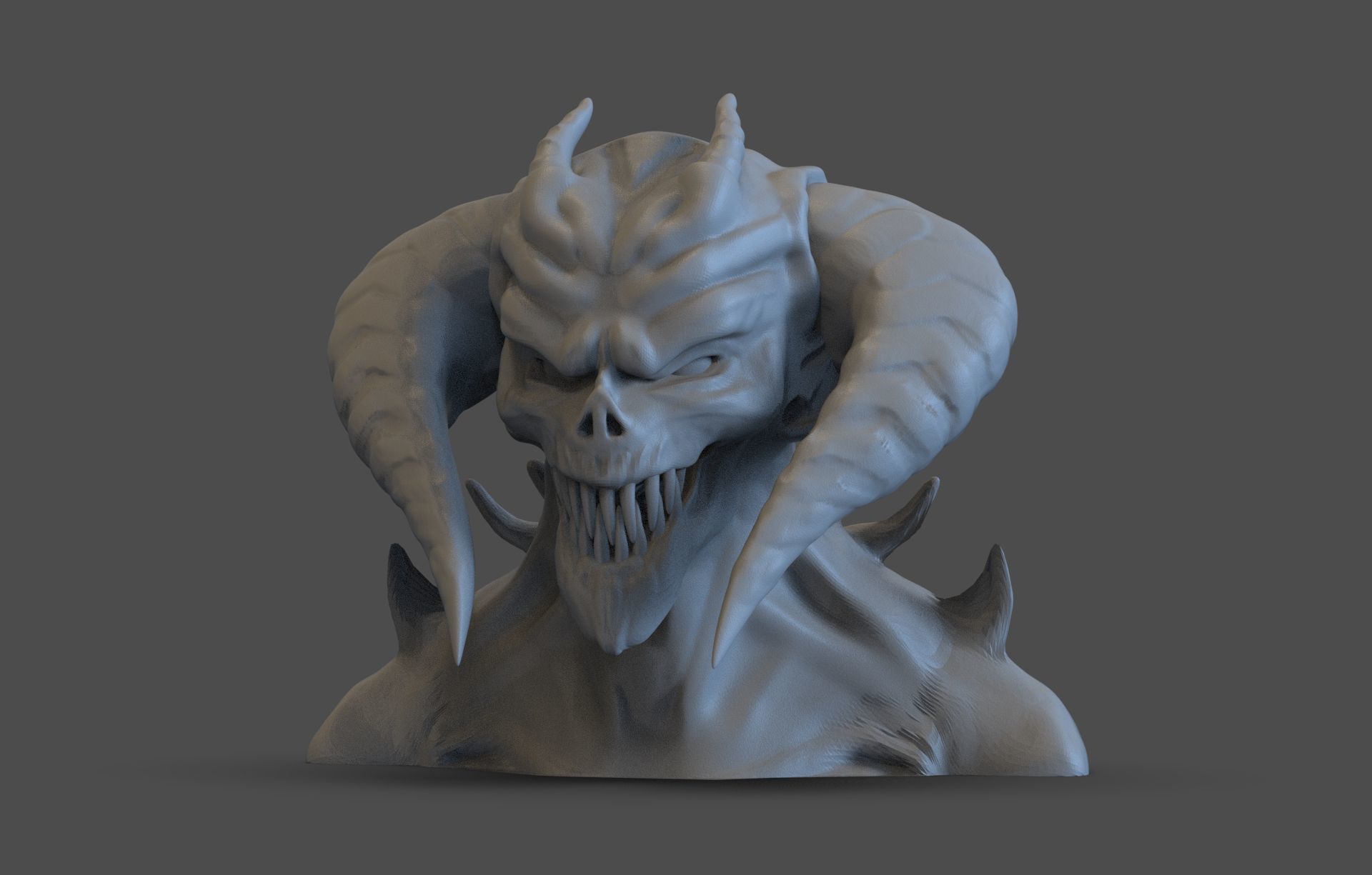 Demon Bust  3D print model_2