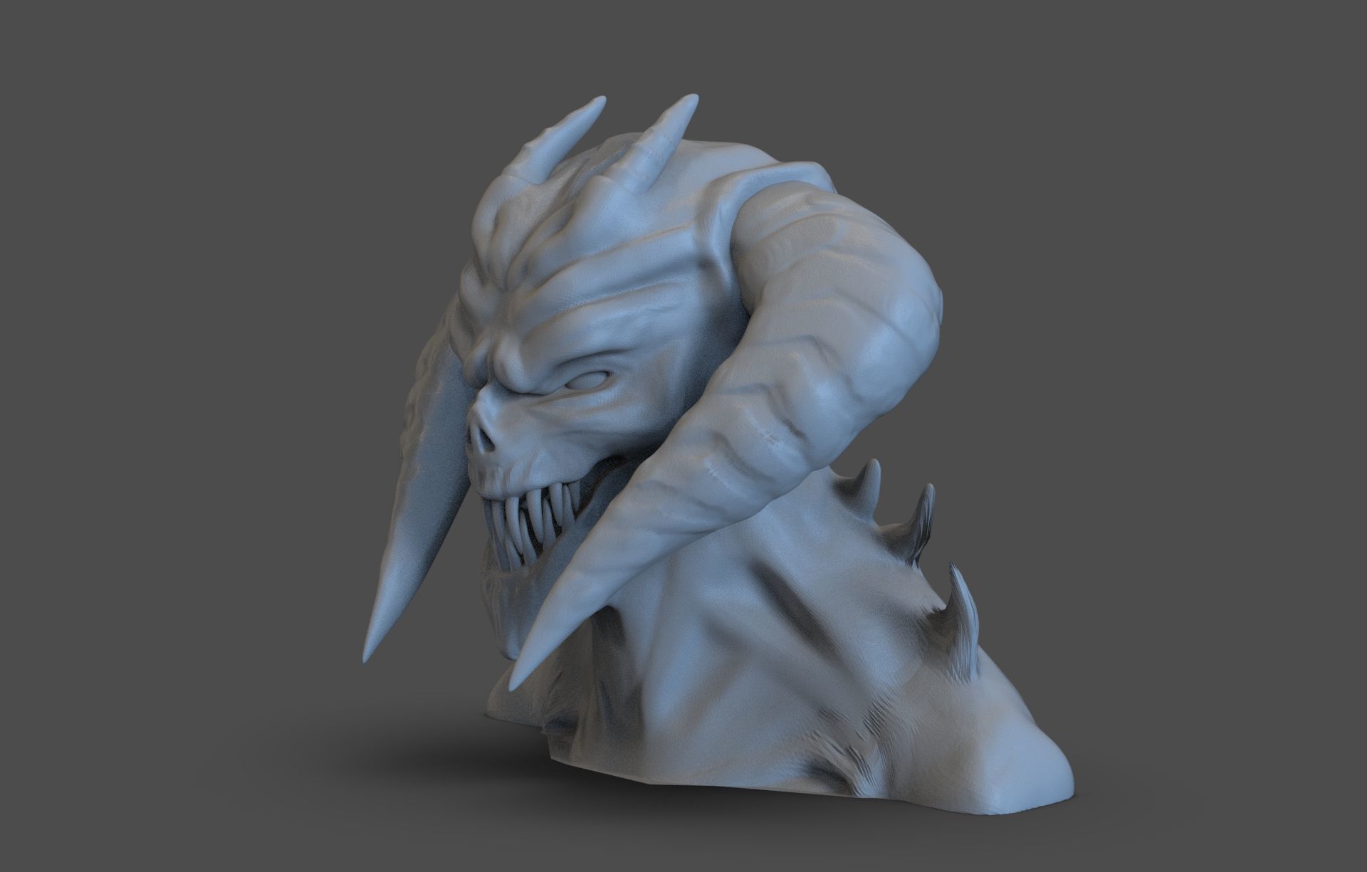 Demon Bust  3D print model_4