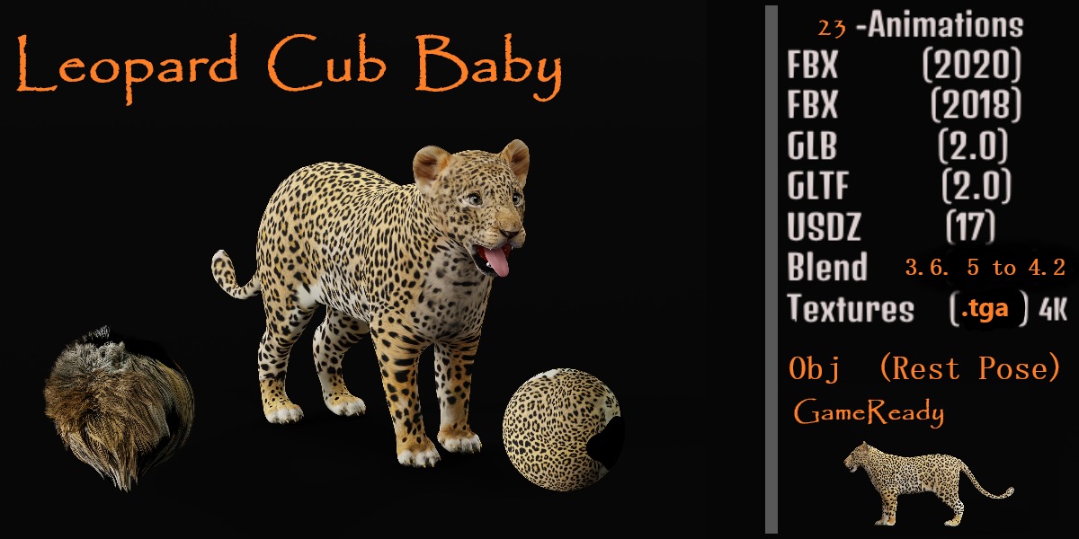 Leopard Cub Low-poly 3D model_2