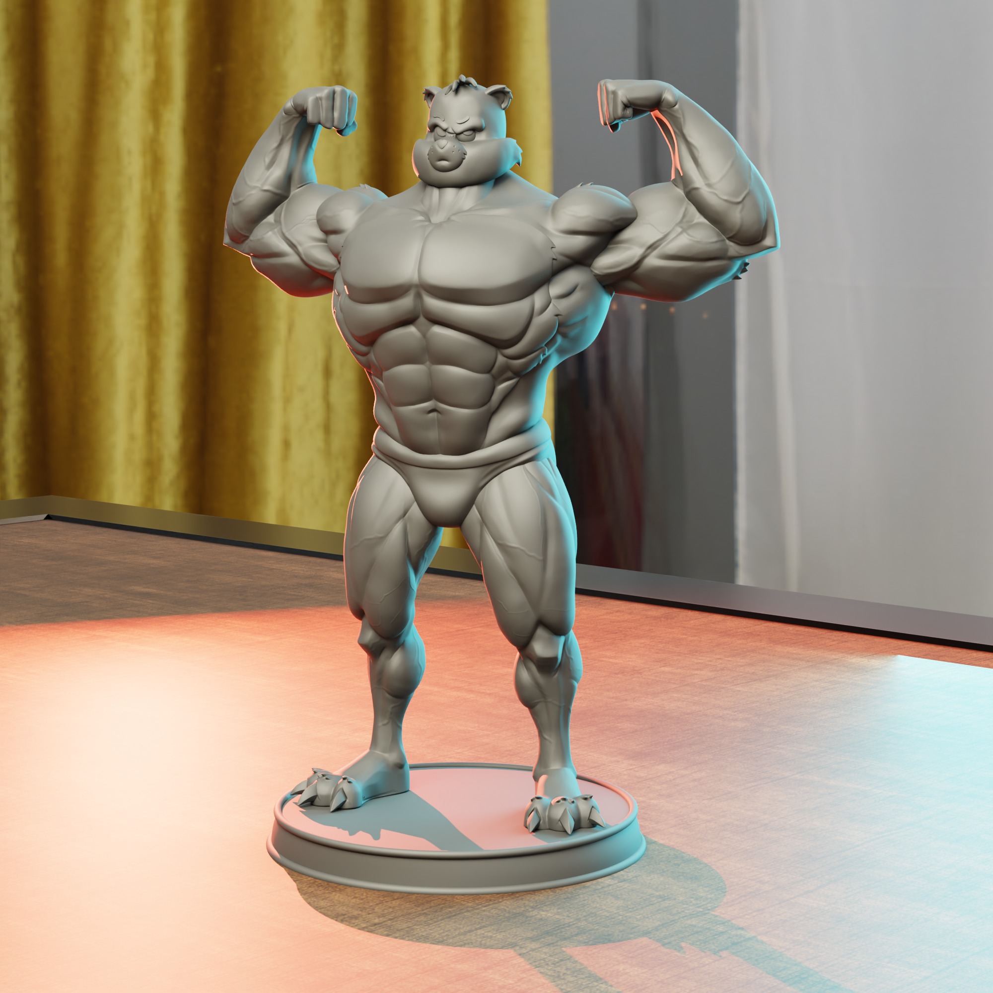 Strong Care Bear fan art 3D print model_3