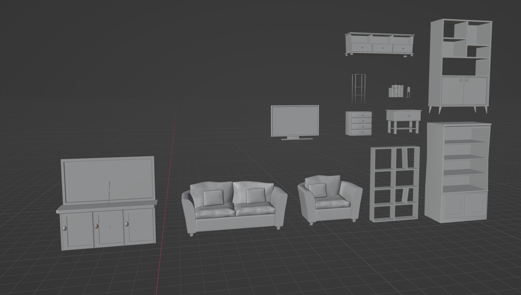 living room set 3D model_3