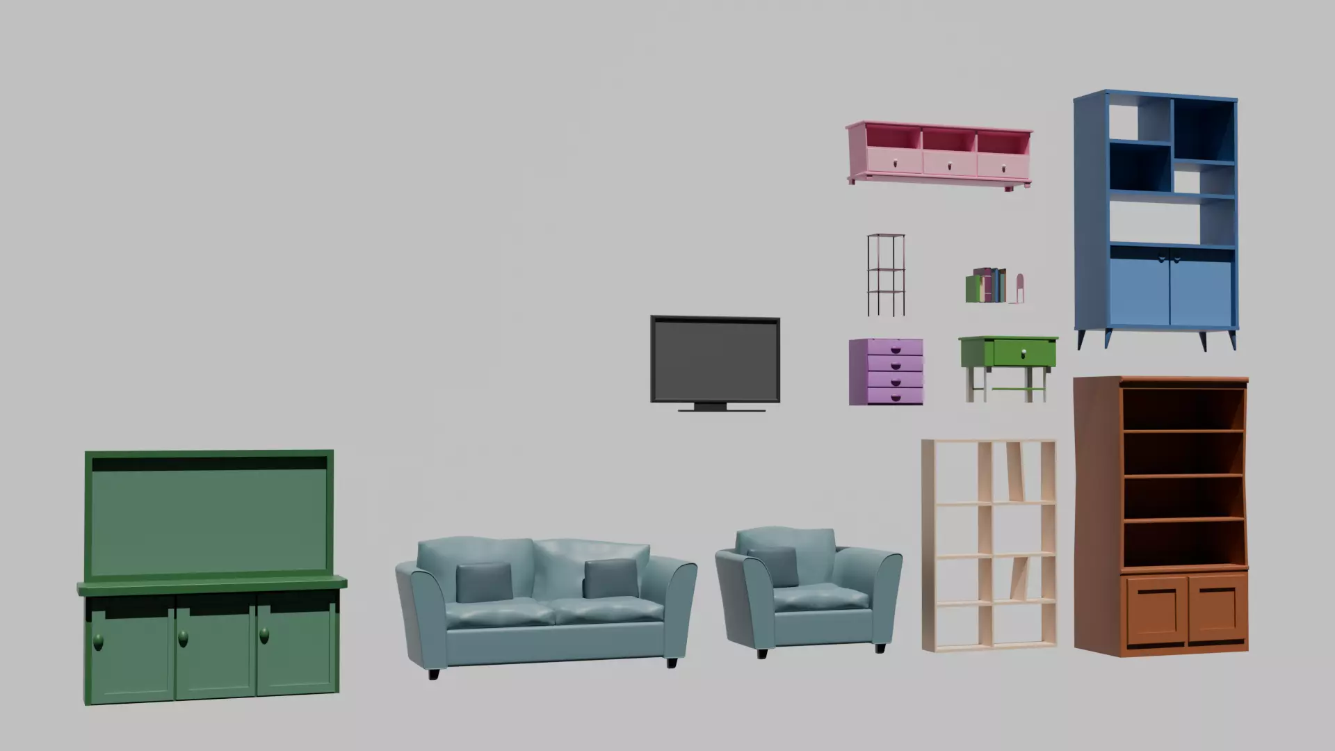 living room set 3D model_0