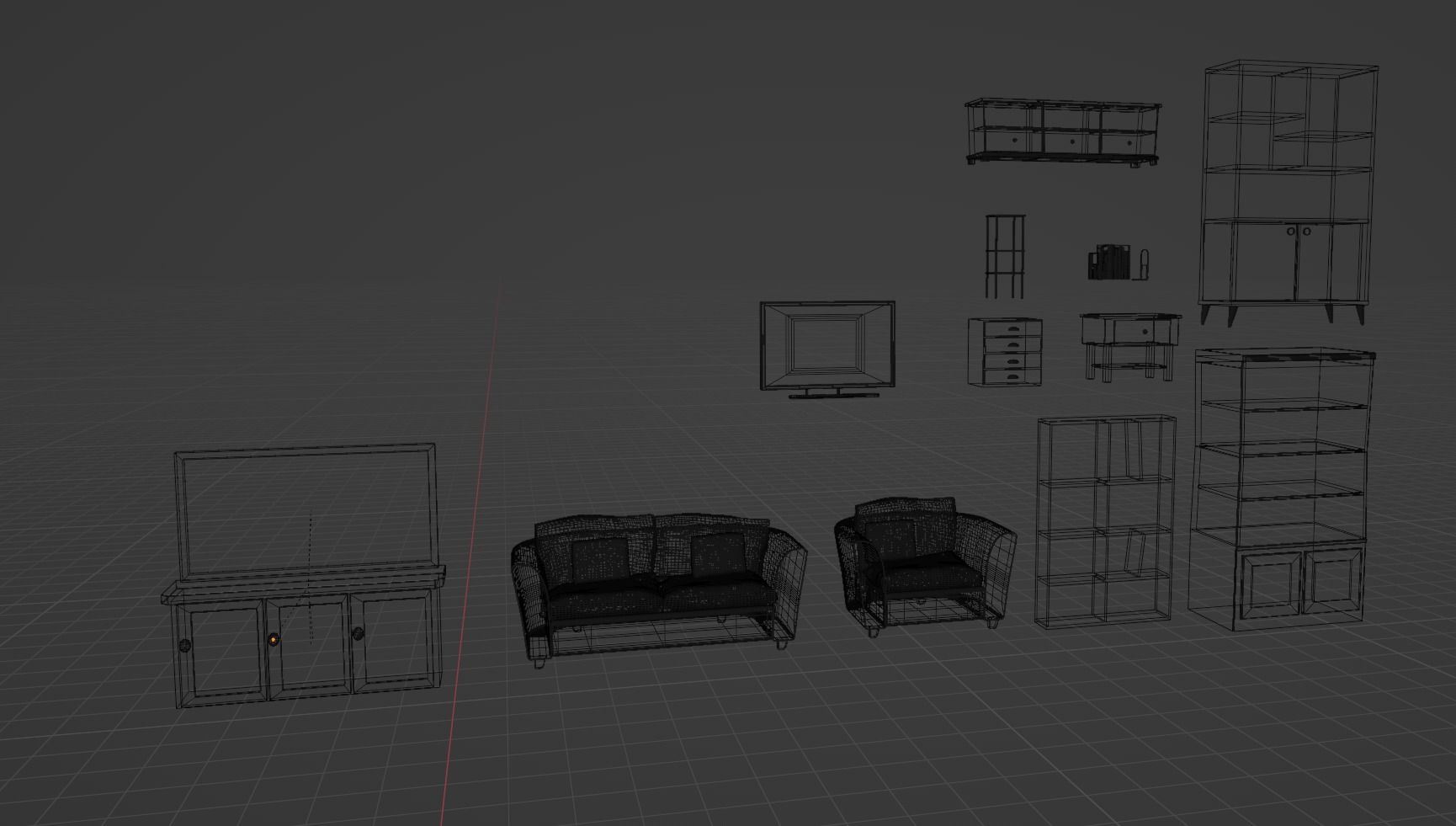 living room set 3D model_4
