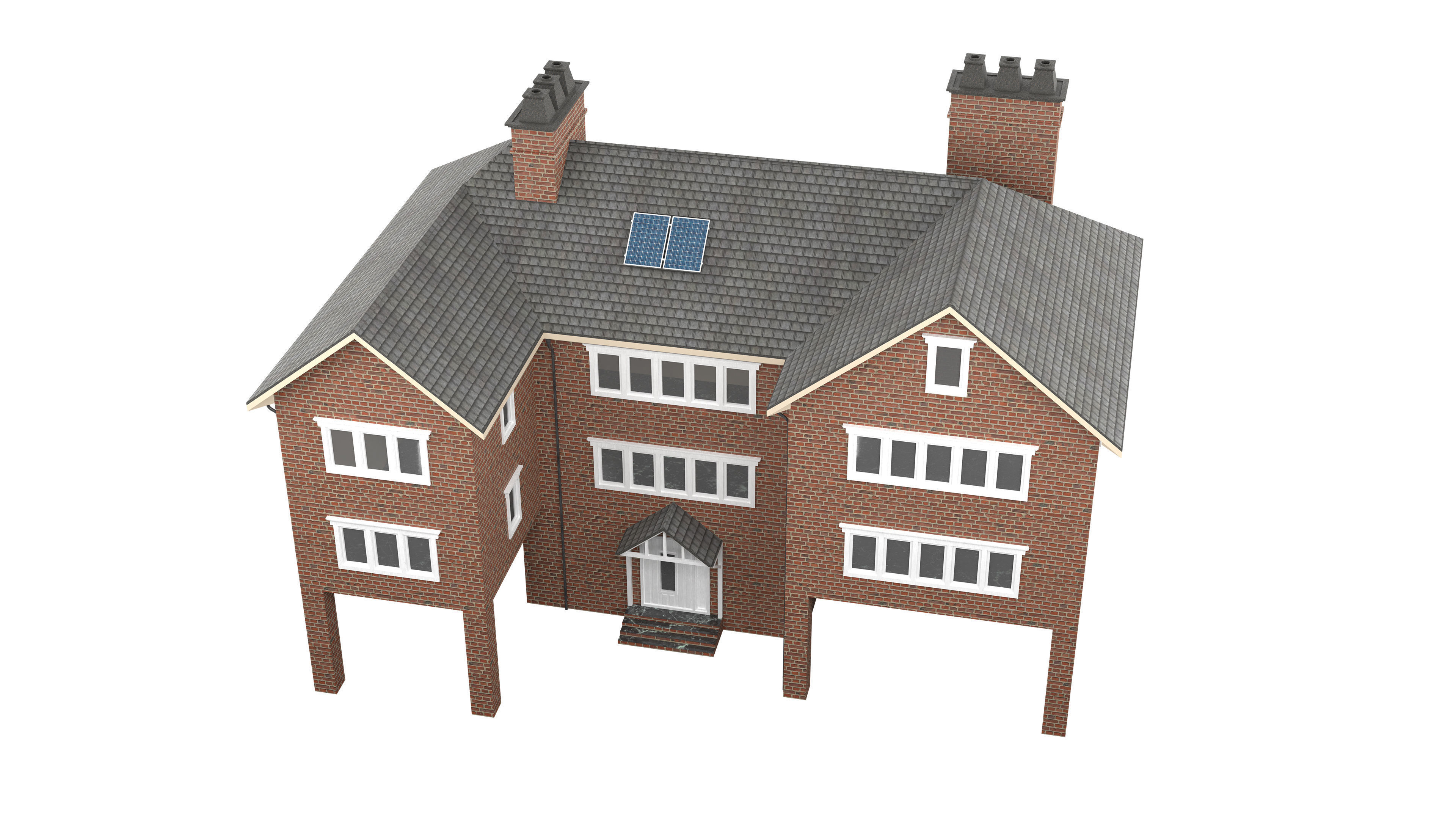 British House Design 08 Low-poly 3D model_4