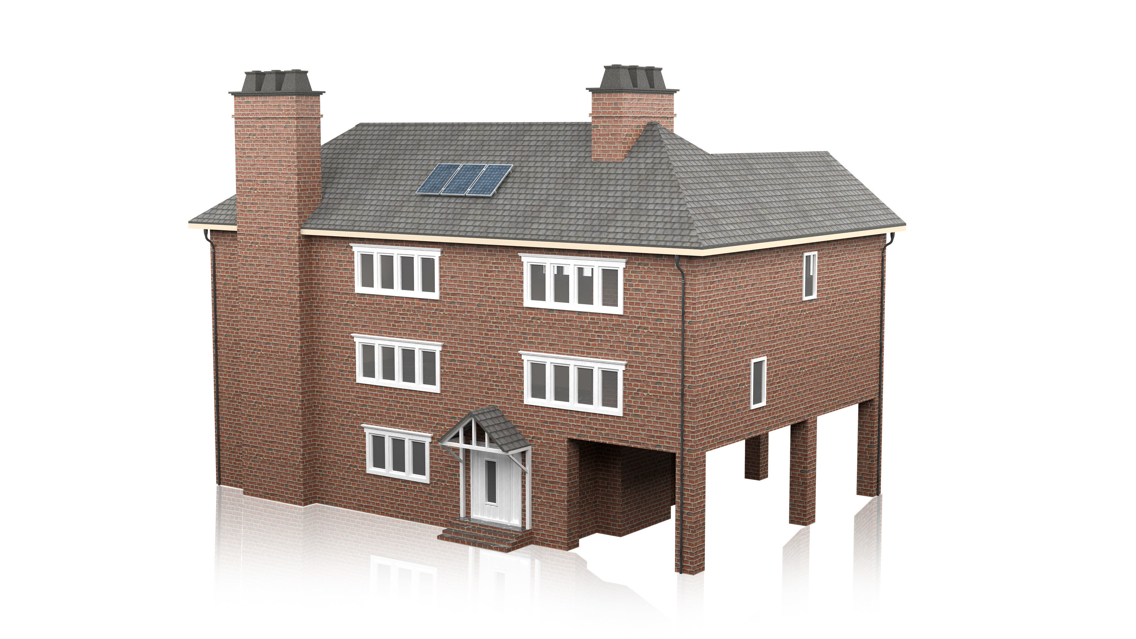 British House Design 08 Low-poly 3D model_2